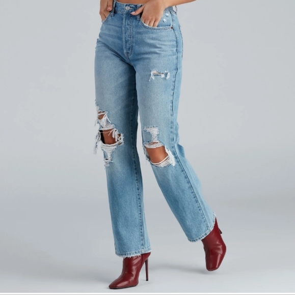 Windsor Denim - High-Rise Destructed Boyfriend Jeans Sz 9